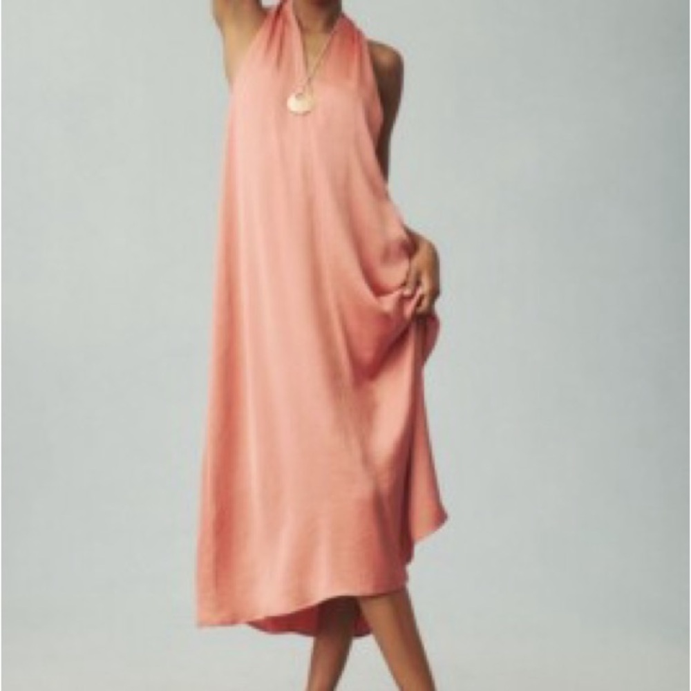 Anthropologie Coral Halter Dress